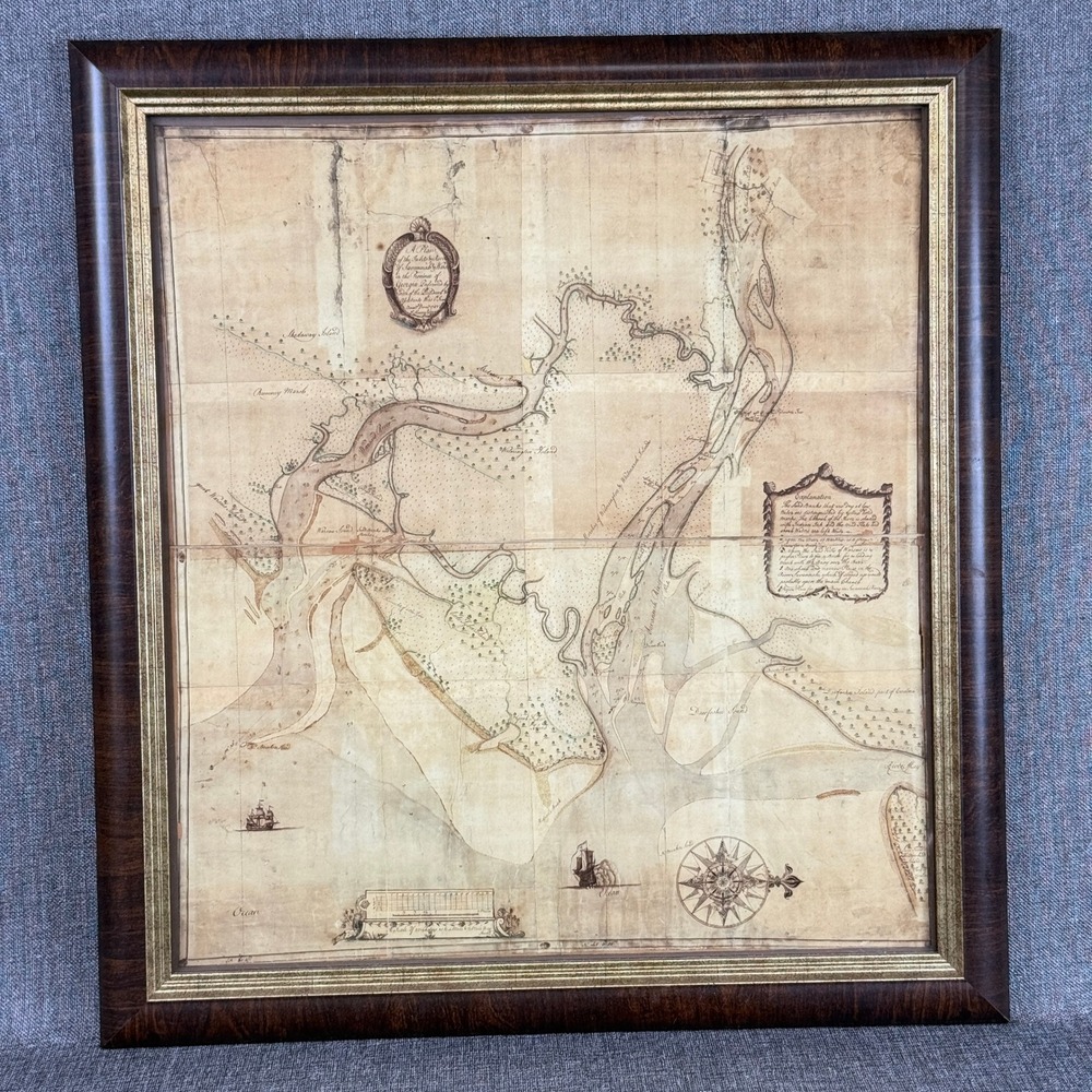 Map of Savannah Warsaw Georgia Inlets Rivers 1761 Henry Yonge - Reproduction